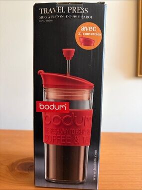 Bodum Red Travel Press Mug with Silicone Grip